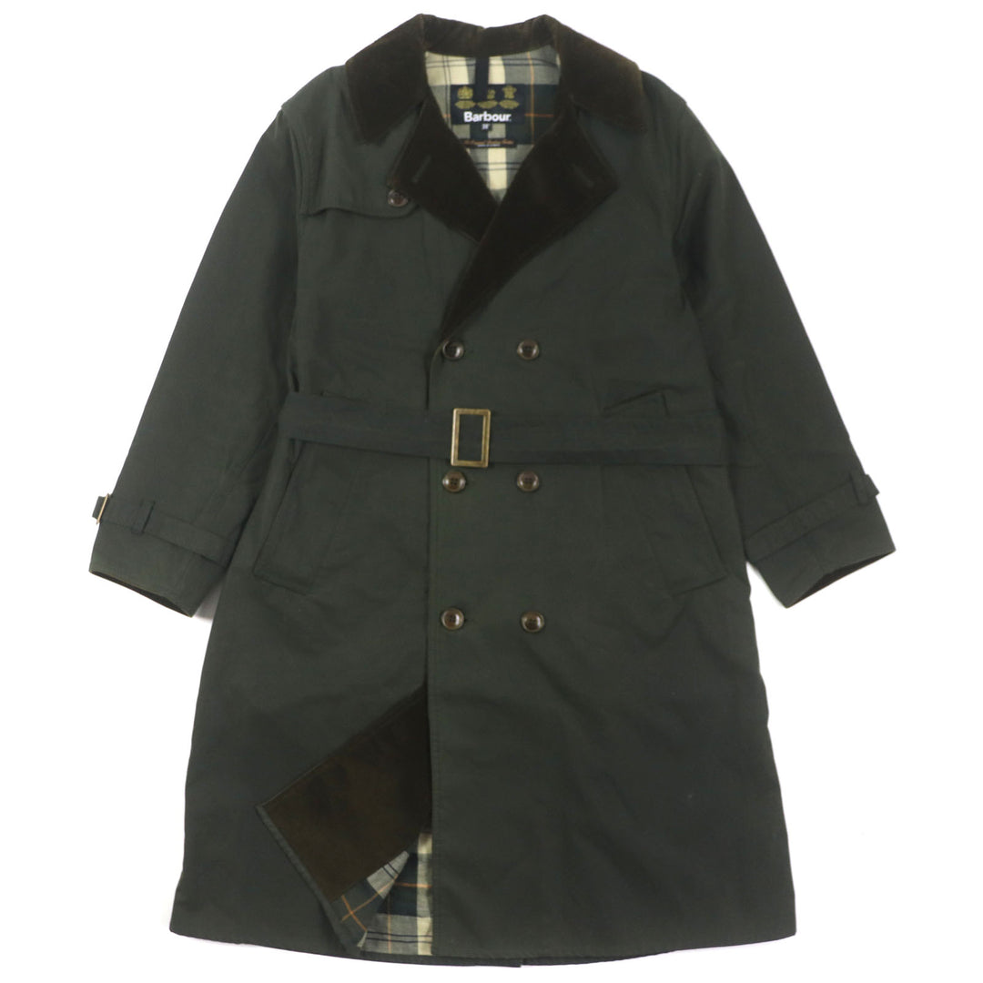 Great Barbour coat Corduroy Lining Check Pattern Oiled khaki cotton mens 36