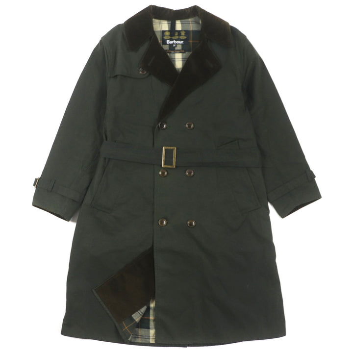 Great Barbour coat Corduroy Lining Check Pattern Oiled khaki cotton mens 36
