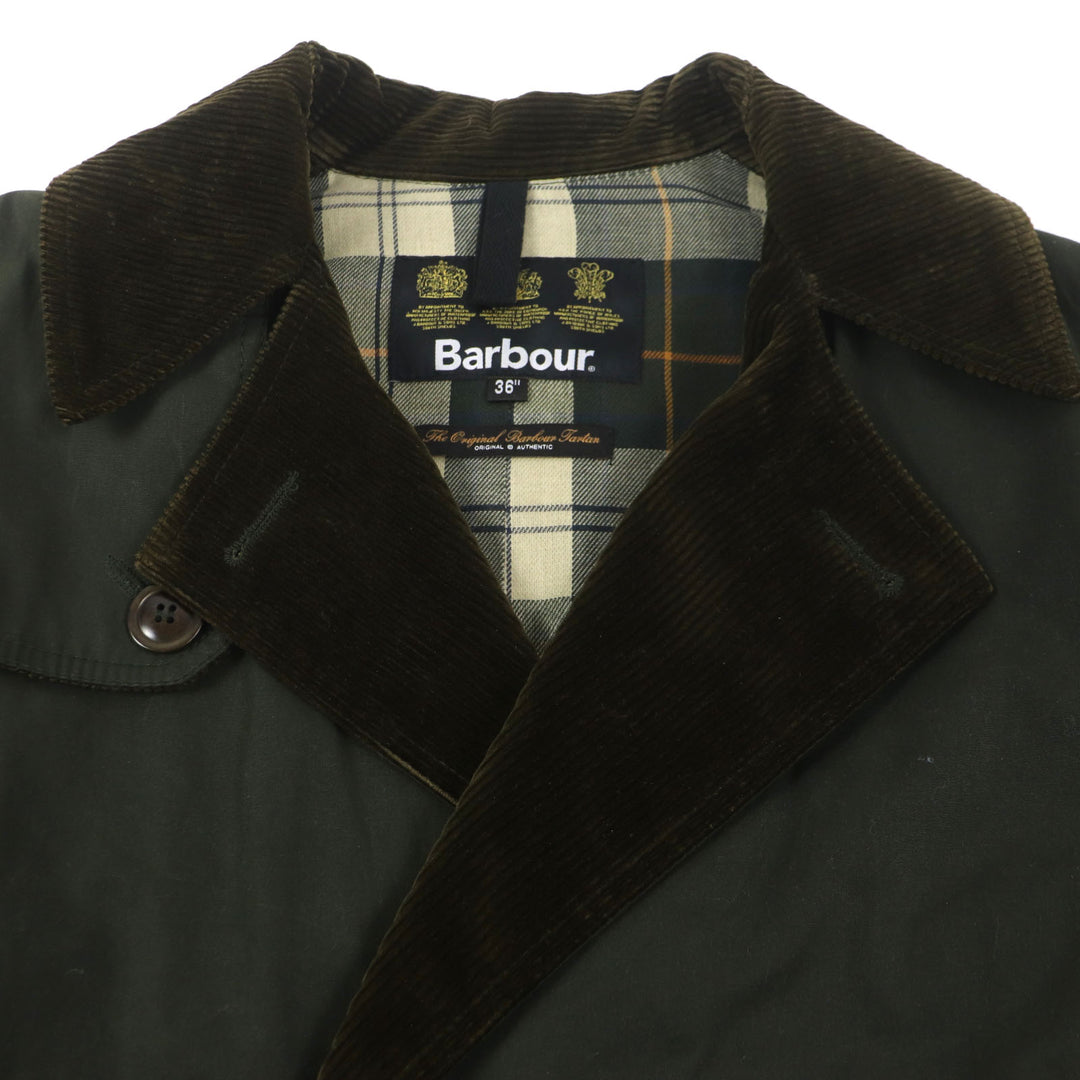 Great Barbour coat Corduroy Lining Check Pattern Oiled khaki cotton mens 36