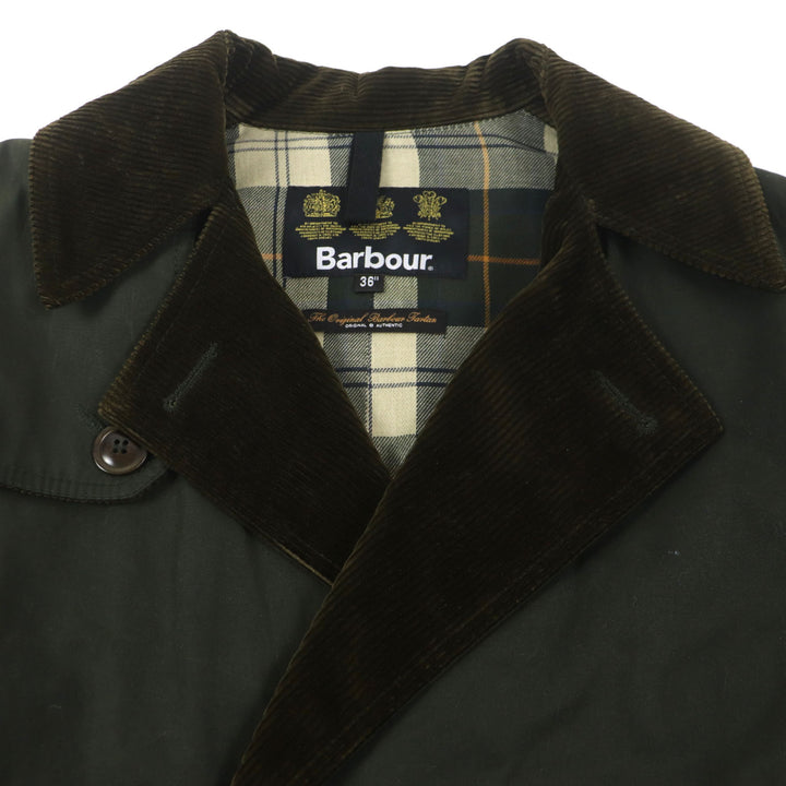 Great Barbour coat Corduroy Lining Check Pattern Oiled khaki cotton mens 36