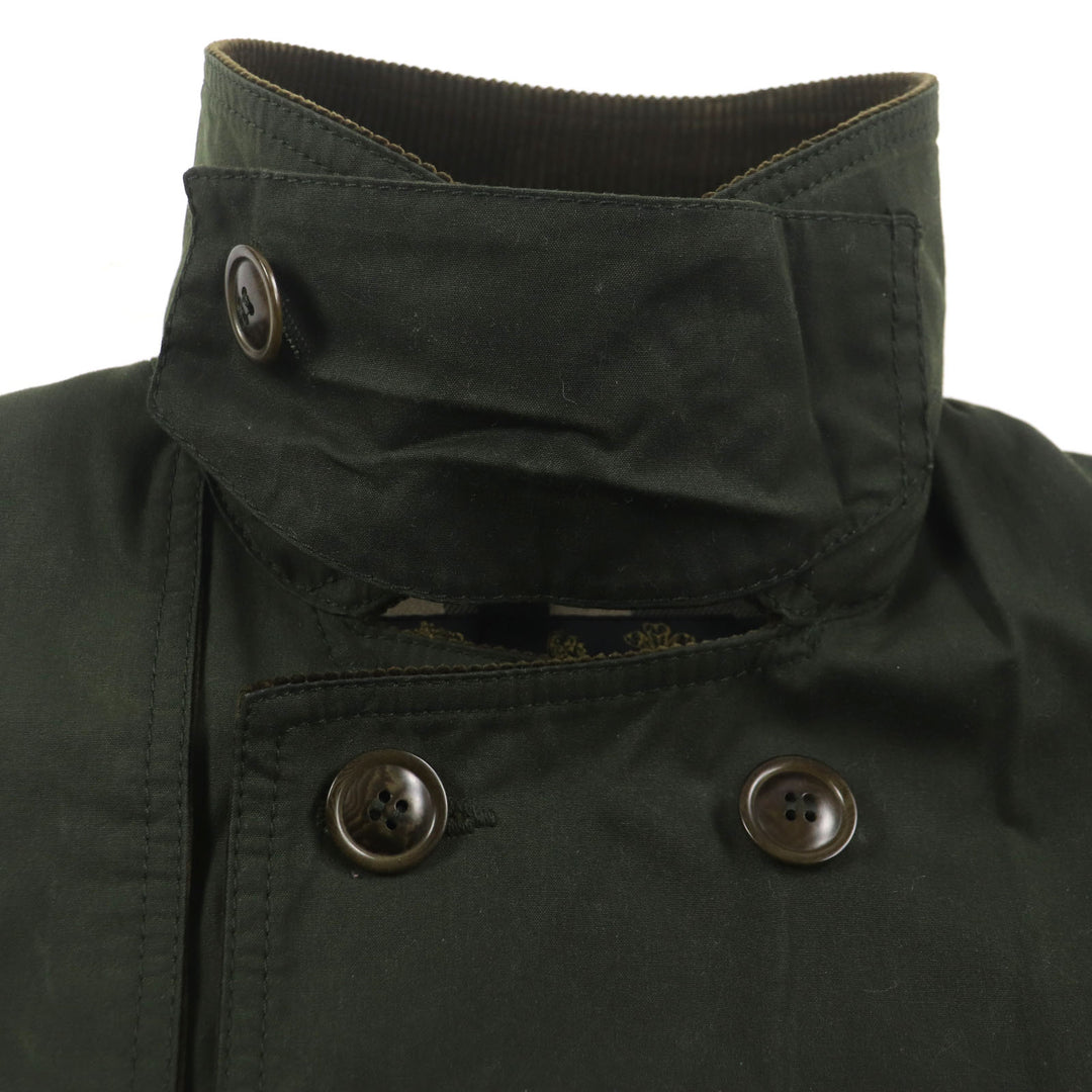 Great Barbour coat Corduroy Lining Check Pattern Oiled khaki cotton mens 36