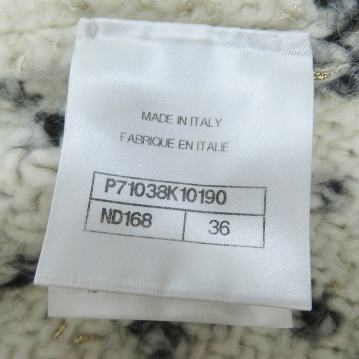 Excellent CHANEL Best Runway-wear knit Ecru Black Gold Pink cashmere Women 36