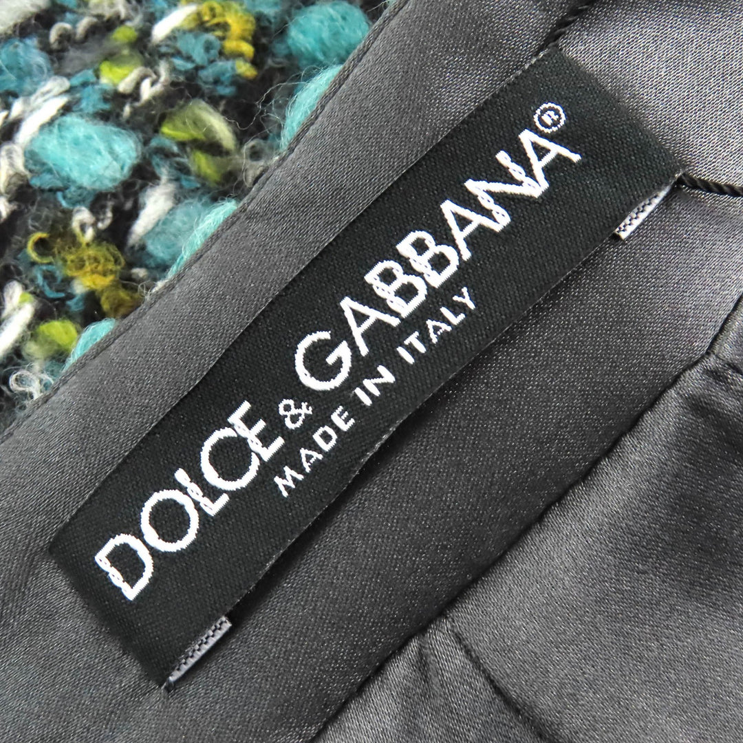 Pristine DOLCE&GABBANA Tweed skirt Black tag Blue green acrylic Women 42