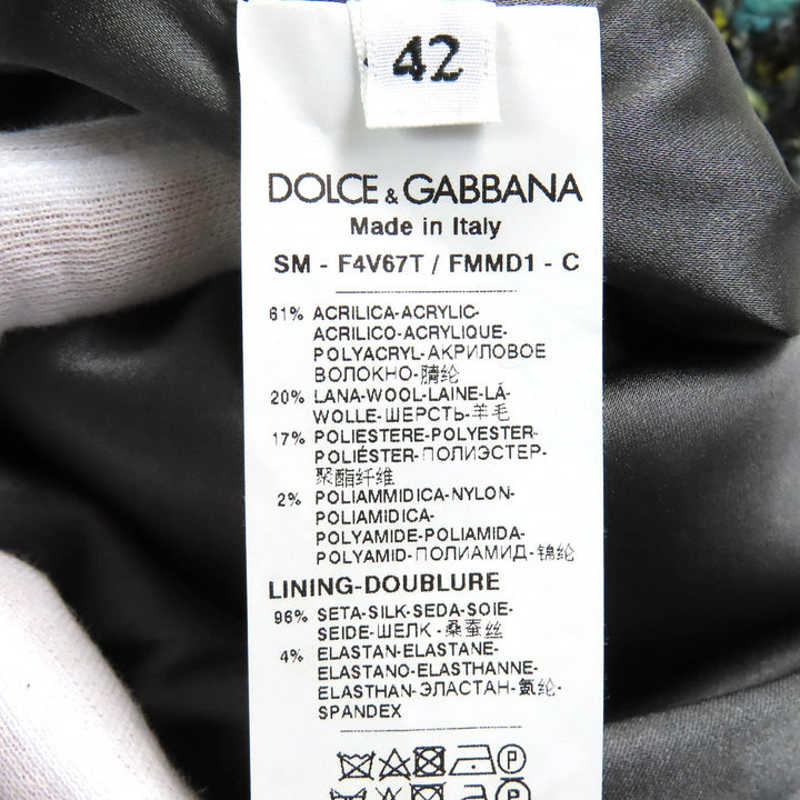 Pristine DOLCE&GABBANA Tweed skirt Black tag Blue green acrylic Women 42