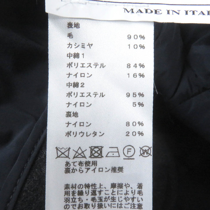 Excellent HERMES coat Windowpane padded double-breasted Dark gray hair mens 50