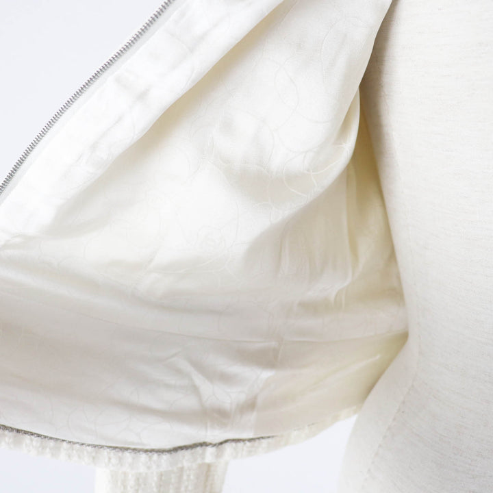 Excellent CHANEL Jacket Beaded decoration, Ivory black Women 38 03P P21247