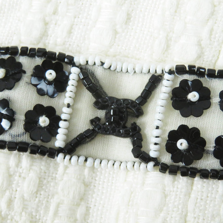 Excellent CHANEL Jacket Beaded decoration, Ivory black Women 38 03P P21247