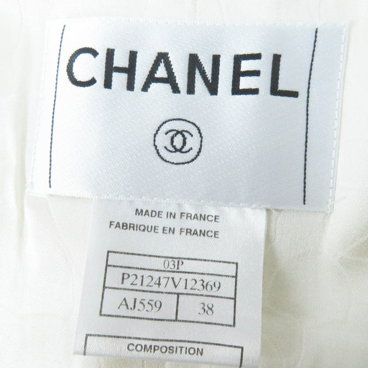 Excellent CHANEL Jacket Beaded decoration, Ivory black Women 38 03P P21247
