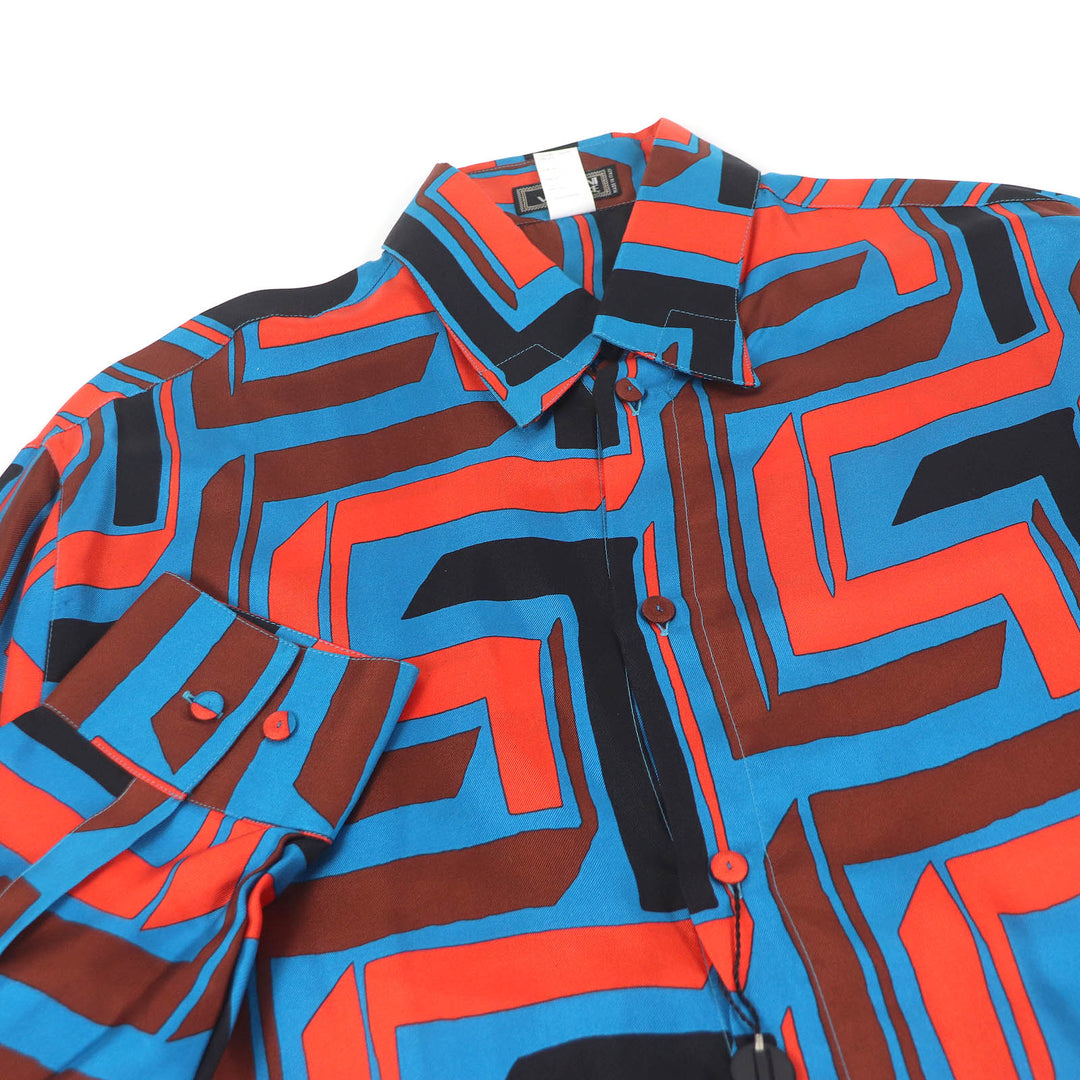 Pristine Gianni Versace Long sleeve shirt Overall handle Blue silk mens 52