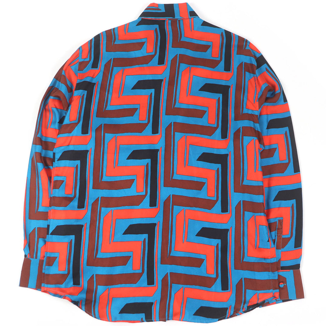 Pristine Gianni Versace Long sleeve shirt Overall handle Blue silk mens 52