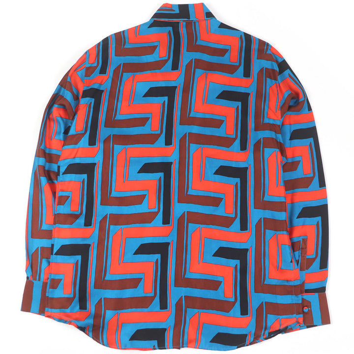 Pristine Gianni Versace Long sleeve shirt Overall handle Blue silk mens 52