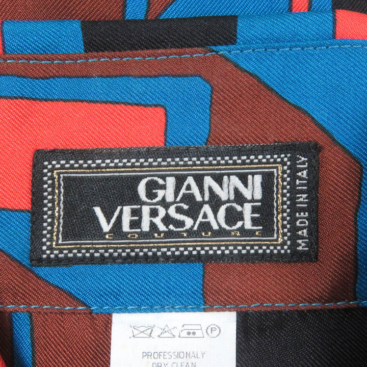 Pristine Gianni Versace Long sleeve shirt Overall handle Blue silk mens 52