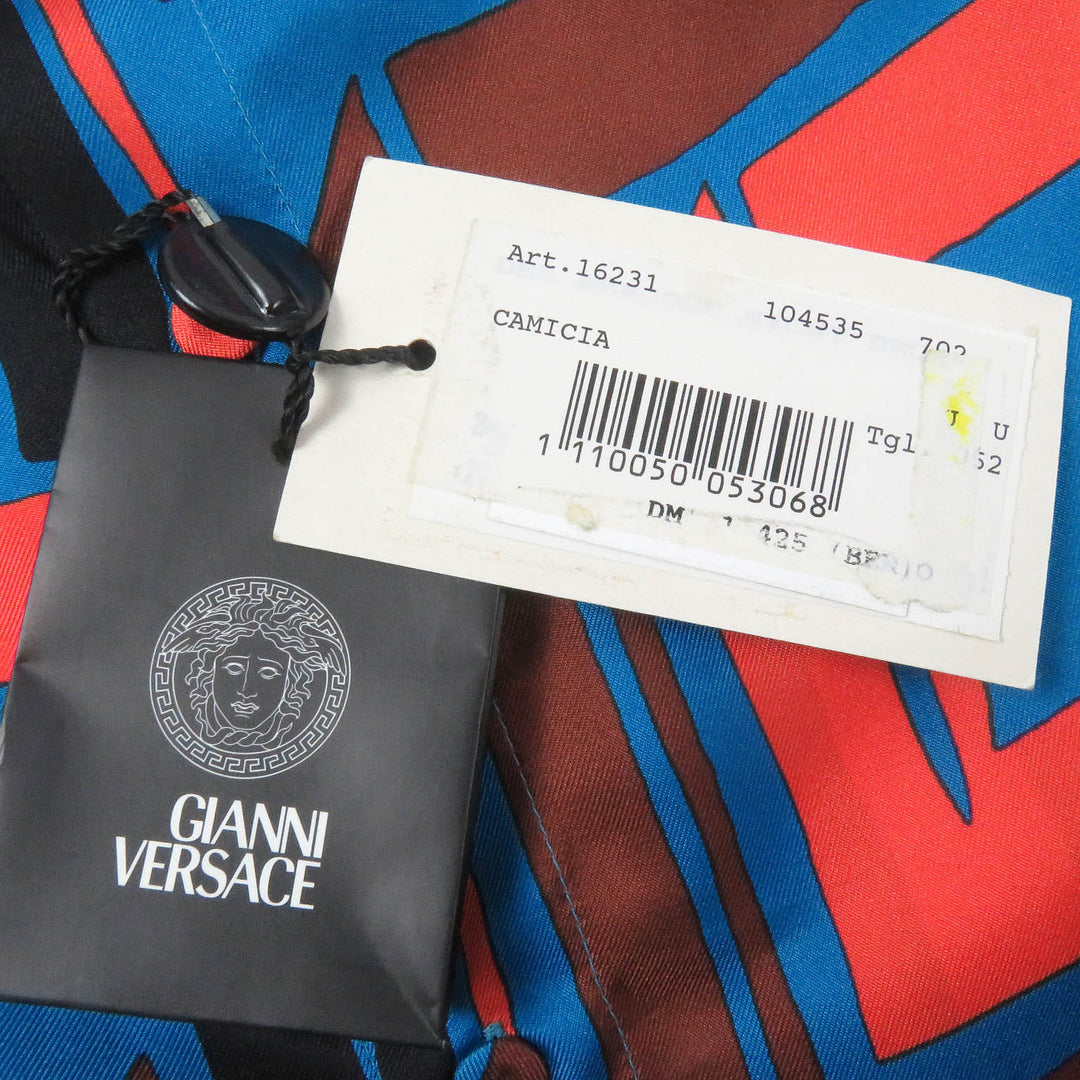 Pristine Gianni Versace Long sleeve shirt Overall handle Blue silk mens 52