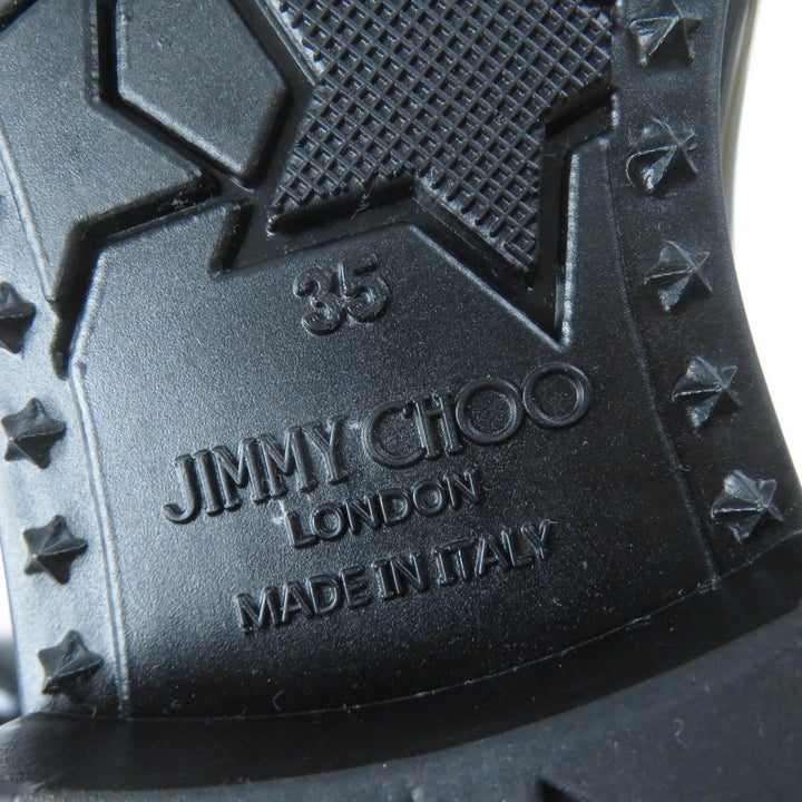 Great JIMMY CHOO Knee-high boots JC Logo Metal Rubber Boots Rain Boots black rubber Women 35
