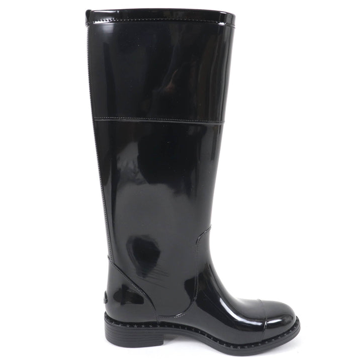 Great JIMMY CHOO Knee-high boots JC Logo Metal Rubber Boots Rain Boots black rubber Women 35