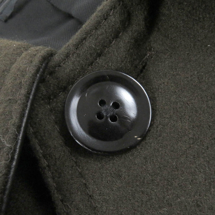Excellent TOM FORD coat Leather detail fly front coat khaki wool mens 52
