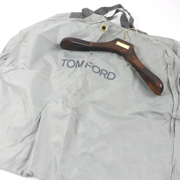 Excellent TOM FORD coat Leather detail fly front coat khaki wool mens 52