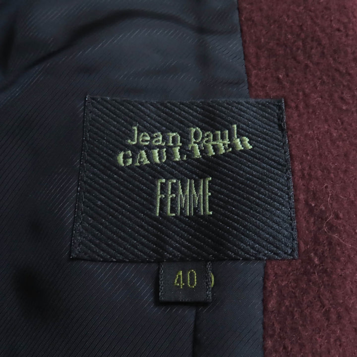 Very Good Jean Paul Gaultier FEMM coat Belted double-breasted Brown wool Women 40