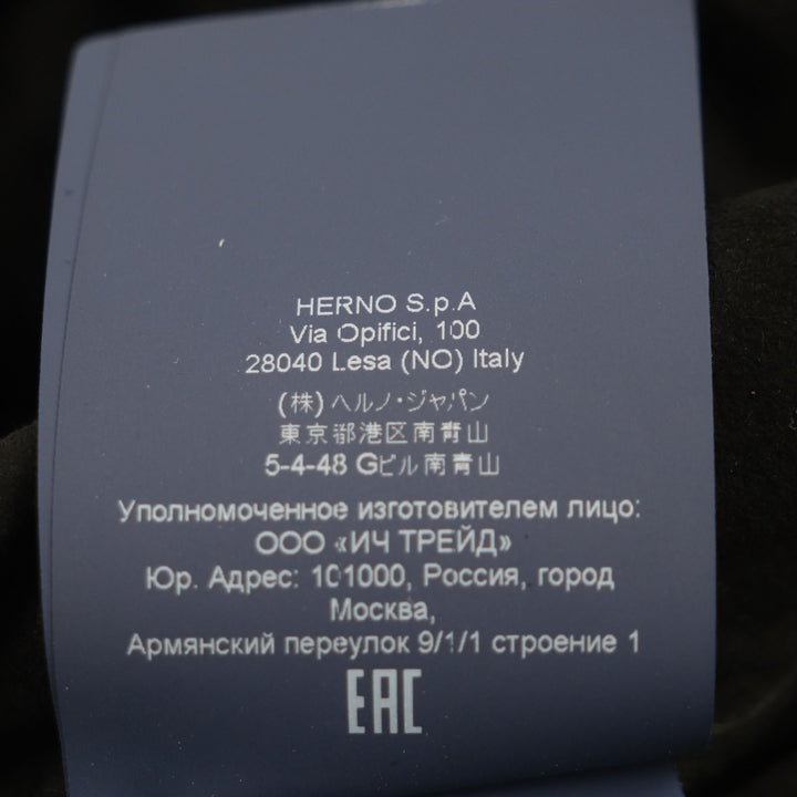 Great HERNO Resort Jacket With logo, hooded, zip-up, padded black Goat leather mens 44 PL002UR