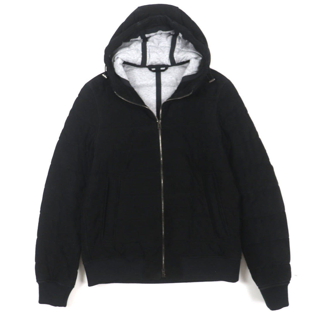 Great HERNO Resort Jacket With logo, hooded, zip-up, padded black Goat leather mens 44 PL002UR
