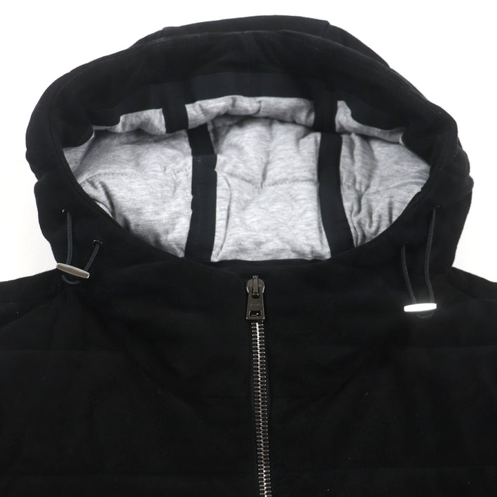 Great HERNO Resort Jacket With logo, hooded, zip-up, padded black Goat leather mens 44 PL002UR