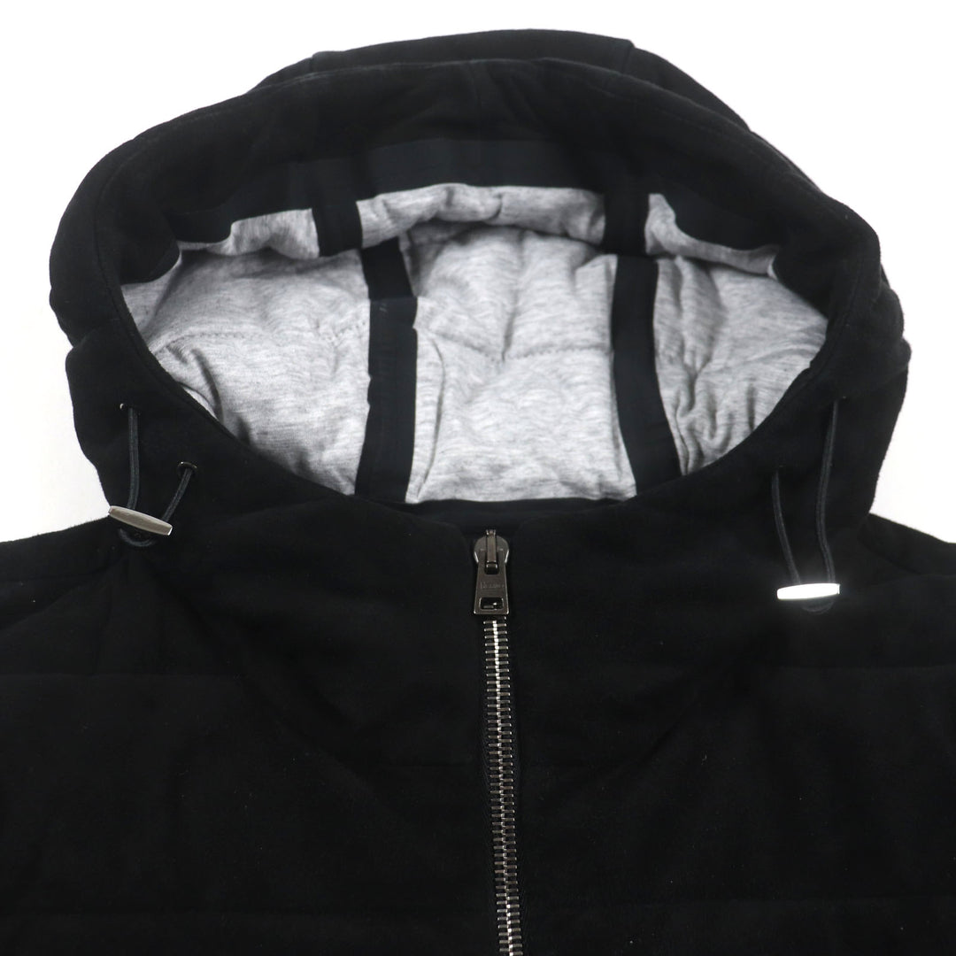 Great HERNO Resort Jacket With logo, hooded, zip-up, padded black Goat leather mens 44 PL002UR