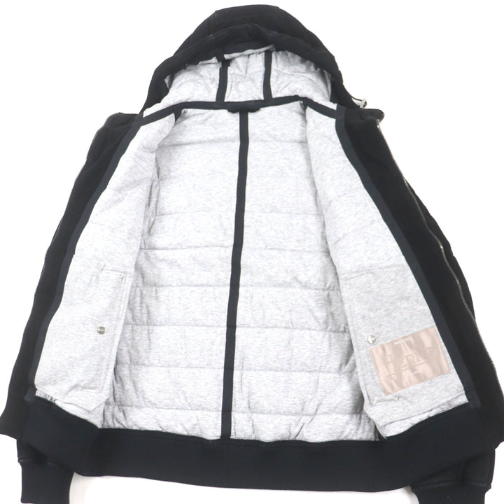 Great HERNO Resort Jacket With logo, hooded, zip-up, padded black Goat leather mens 44 PL002UR