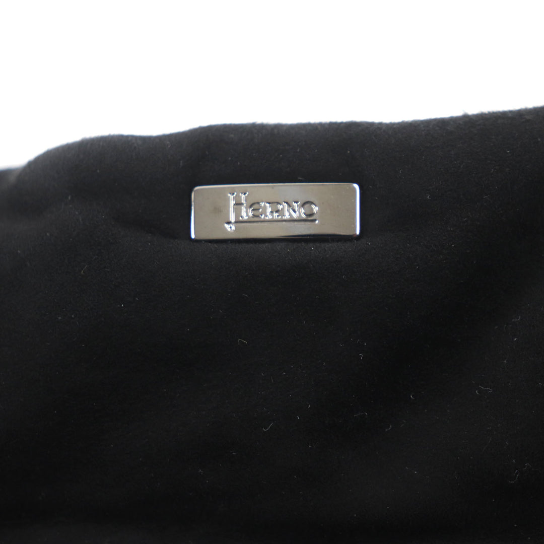 Great HERNO Resort Jacket With logo, hooded, zip-up, padded black Goat leather mens 44 PL002UR