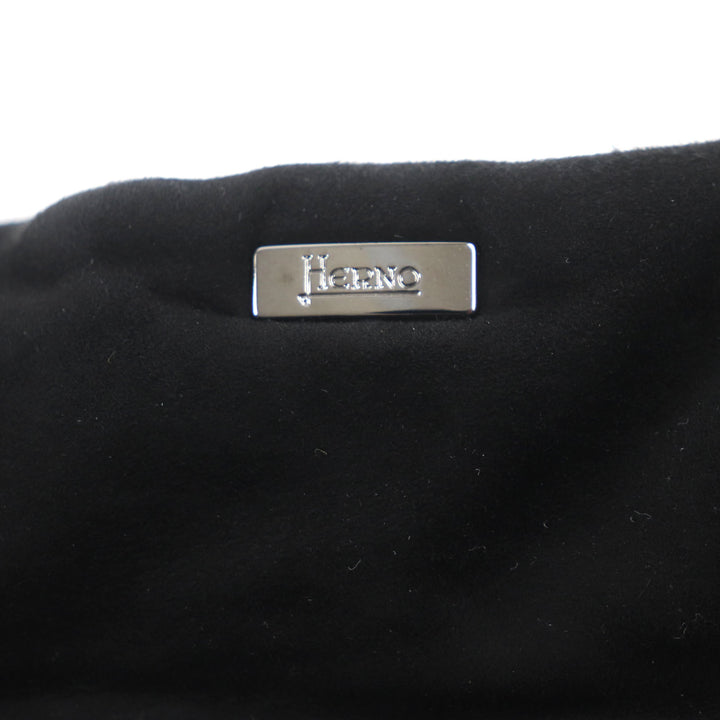 Great HERNO Resort Jacket With logo, hooded, zip-up, padded black Goat leather mens 44 PL002UR