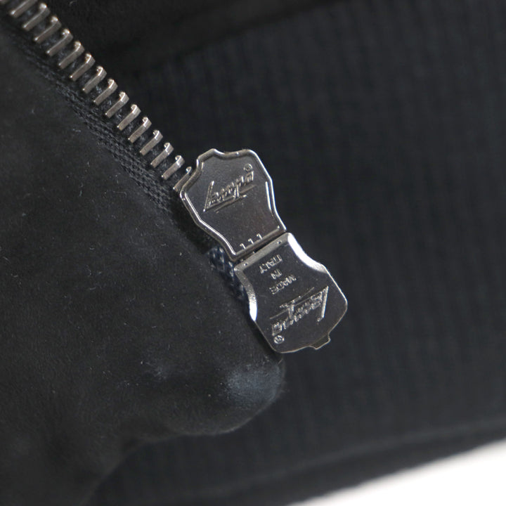 Great HERNO Resort Jacket With logo, hooded, zip-up, padded black Goat leather mens 44 PL002UR