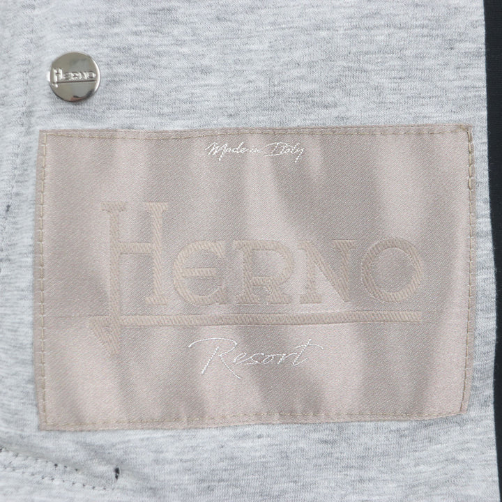 Great HERNO Resort Jacket With logo, hooded, zip-up, padded black Goat leather mens 44 PL002UR