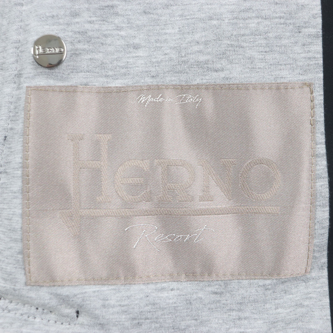 Great HERNO Resort Jacket With logo, hooded, zip-up, padded black Goat leather mens 44 PL002UR