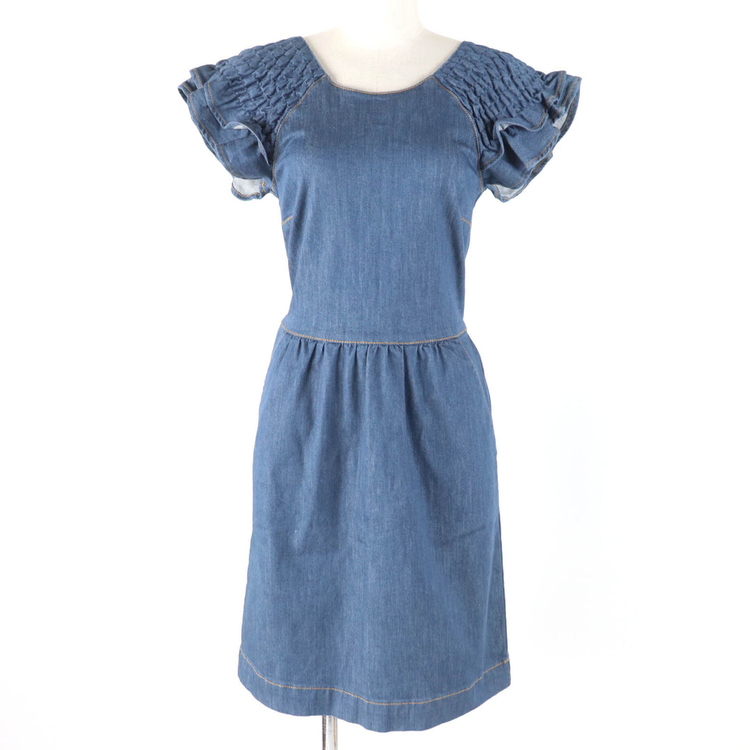 RED VALENTINO one piece Ruffled sleeves, denim Indigo Women 38