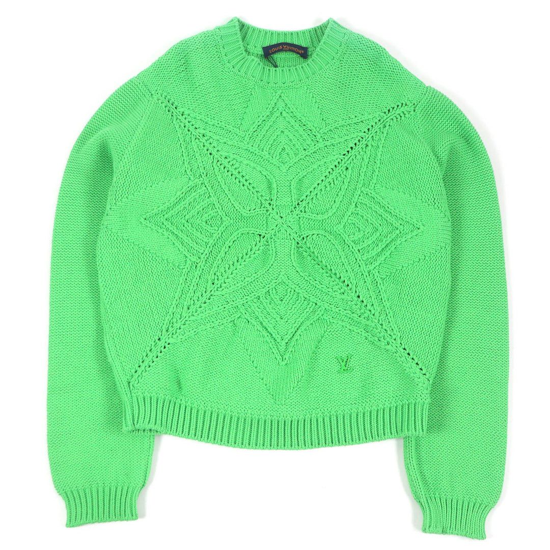 LOUIS VUITTON sweater LV Logo Metal Hand Knit Monogram Crew Neck green mens L