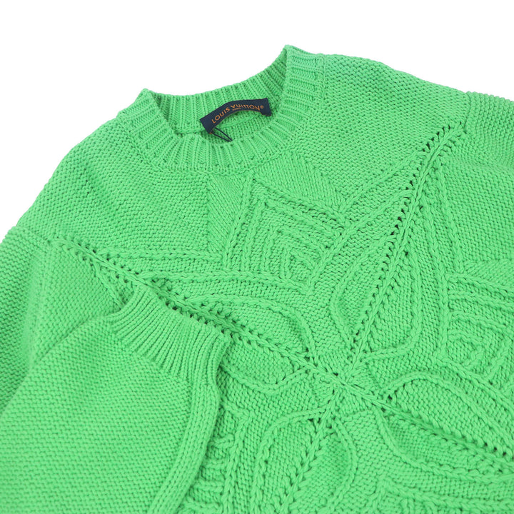 LOUIS VUITTON sweater LV Logo Metal Hand Knit Monogram Crew Neck green mens L