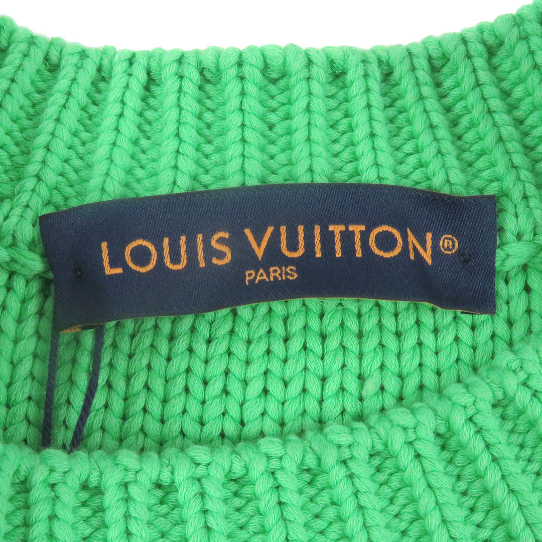 LOUIS VUITTON sweater LV Logo Metal Hand Knit Monogram Crew Neck green mens L
