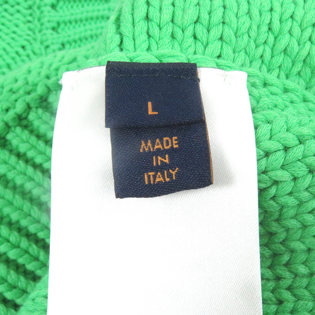 LOUIS VUITTON sweater LV Logo Metal Hand Knit Monogram Crew Neck green mens L