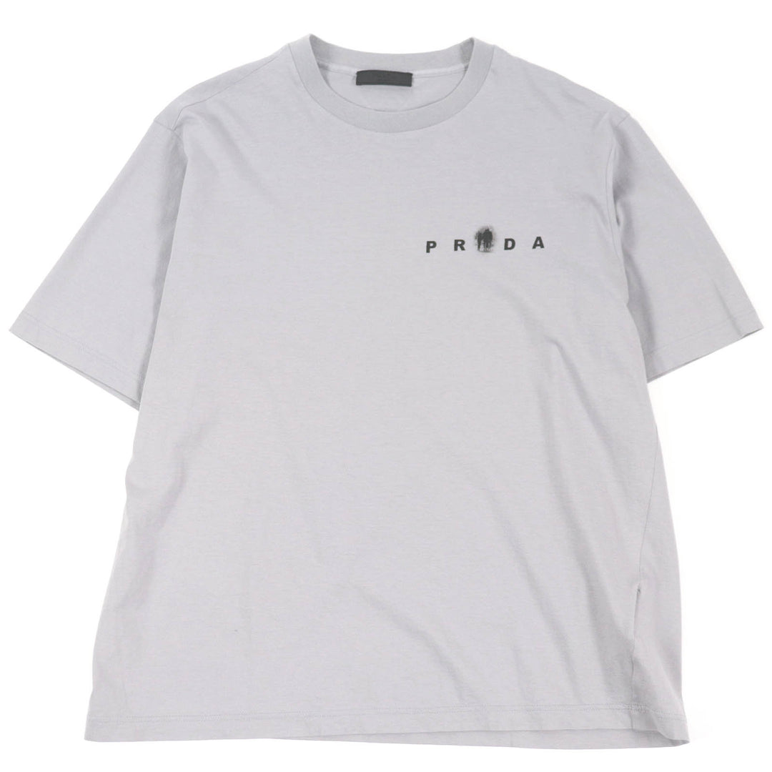 Great PRADA Short sleeve T-shirt Back print short sleeve T-shirt gray mens M