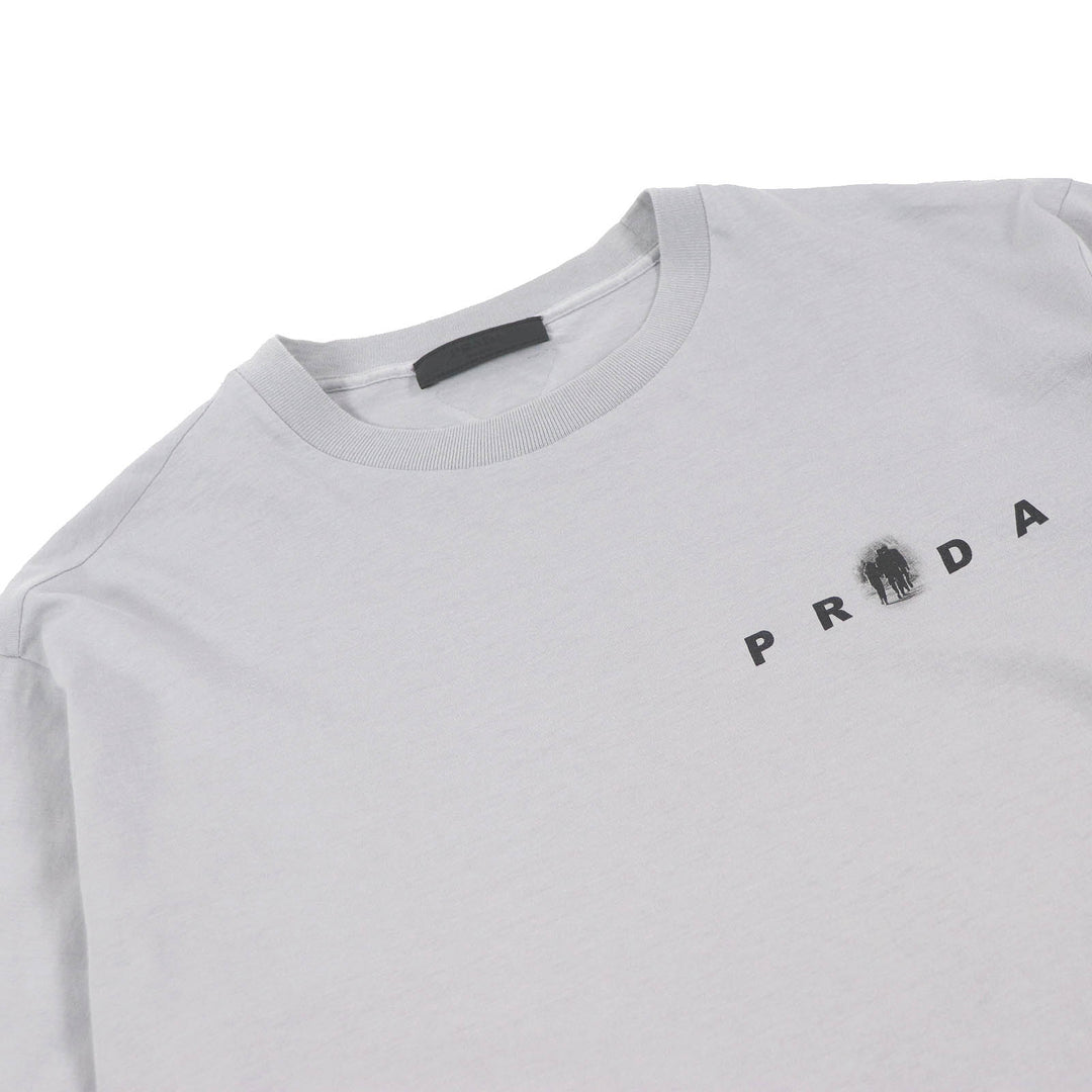 Great PRADA Short sleeve T-shirt Back print short sleeve T-shirt gray mens M