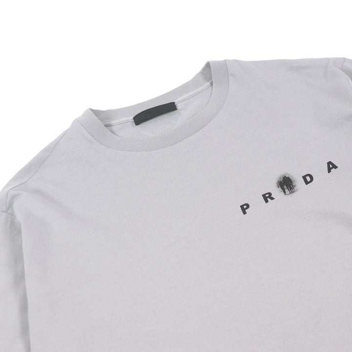 Great PRADA Short sleeve T-shirt Back print short sleeve T-shirt gray mens M