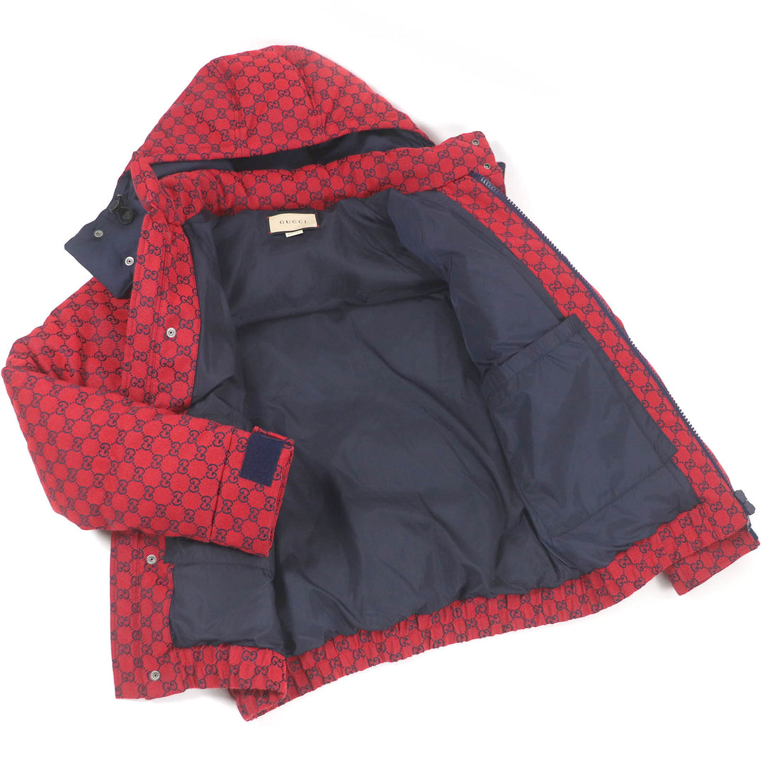 Excellent GUCCI Down jacket GG canvas logo print hoodie Red cotton mens 44 762559