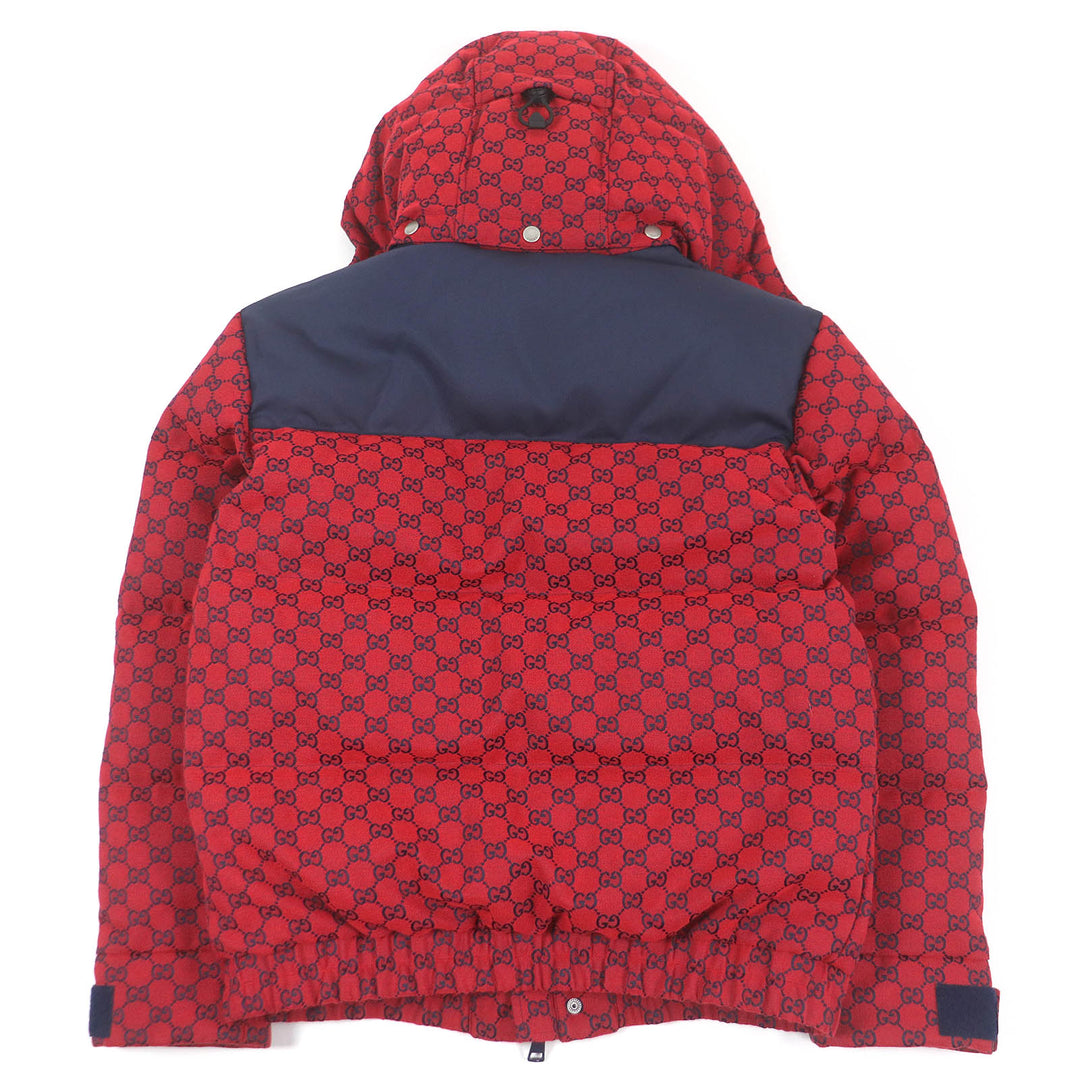 Excellent GUCCI Down jacket GG canvas logo print hoodie Red cotton mens 44 762559