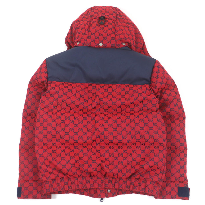 Excellent GUCCI Down jacket GG canvas logo print hoodie Red cotton mens 44 762559