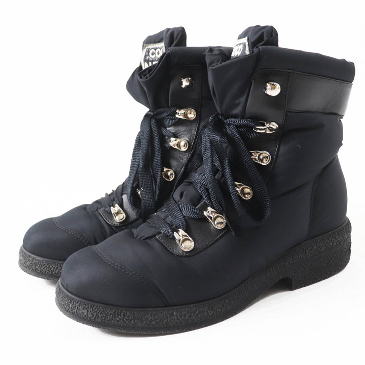 Great CHANEL boots COCONEIGE COCONEIGE COCO Mark Leather Short black Women 36
