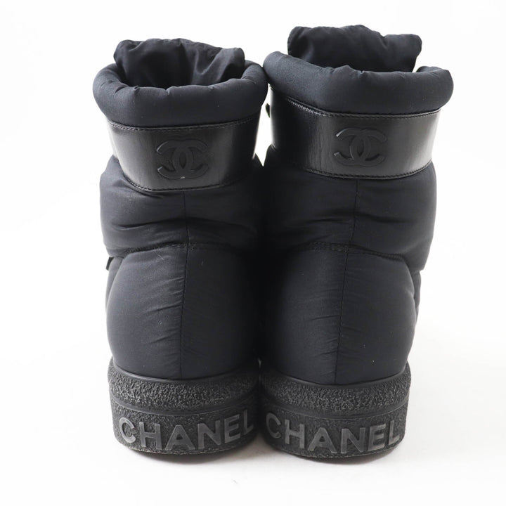 Great CHANEL boots COCONEIGE COCONEIGE COCO Mark Leather Short black Women 36