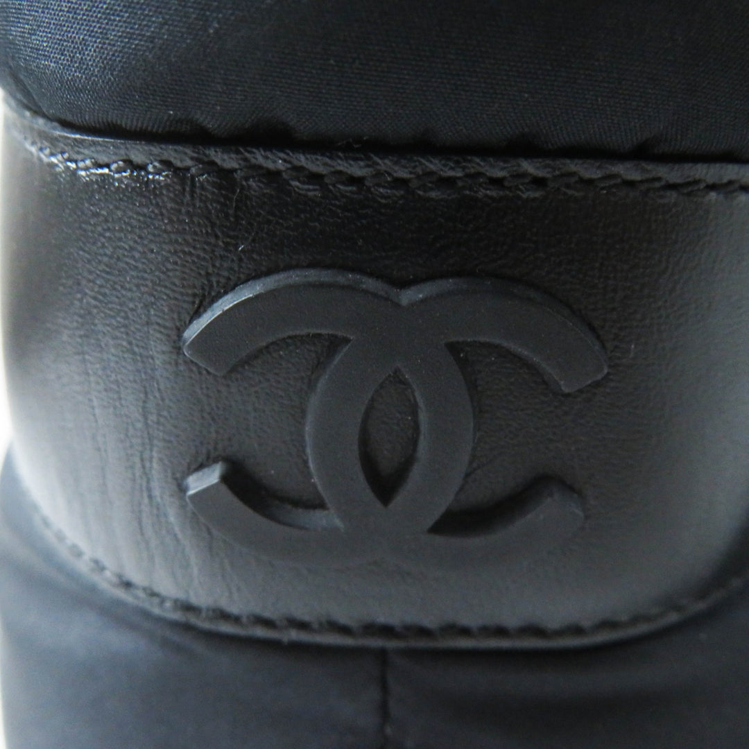 Great CHANEL boots COCONEIGE COCONEIGE COCO Mark Leather Short black Women 36 G34082