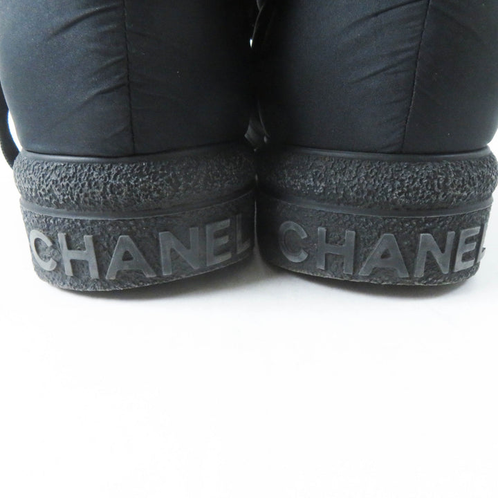 Great CHANEL boots COCONEIGE COCONEIGE COCO Mark Leather Short black Women 36