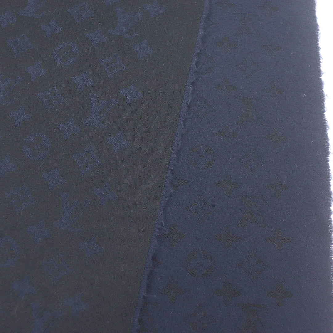 Great LOUIS VUITTON Scarf Monogram all-over Black navy cashmere mens M71615