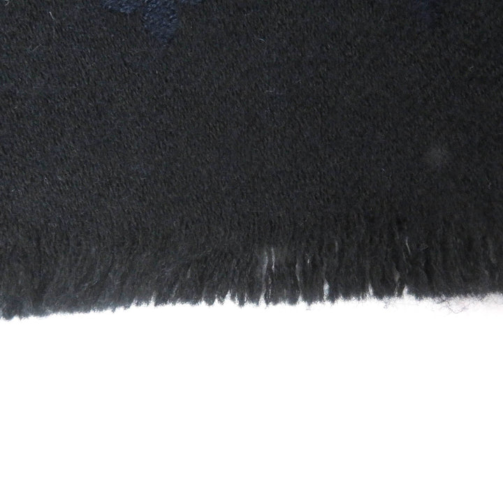 Great LOUIS VUITTON Scarf Monogram all-over Black navy cashmere mens M71615