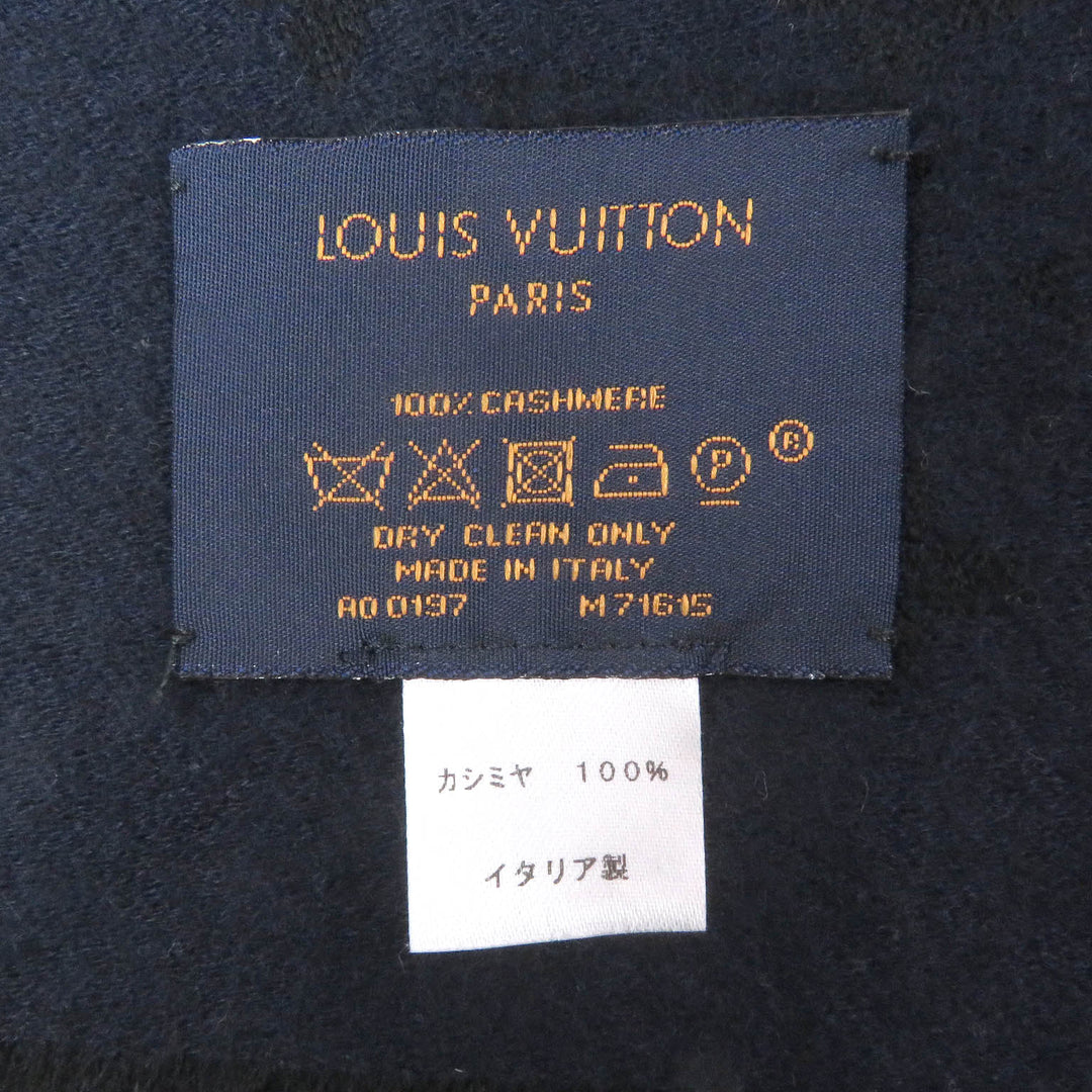 Great LOUIS VUITTON Scarf Monogram all-over Black navy cashmere mens M71615